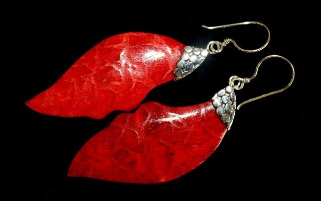 Orecchini in Argento 925 - Corallo Rosso Sintetico